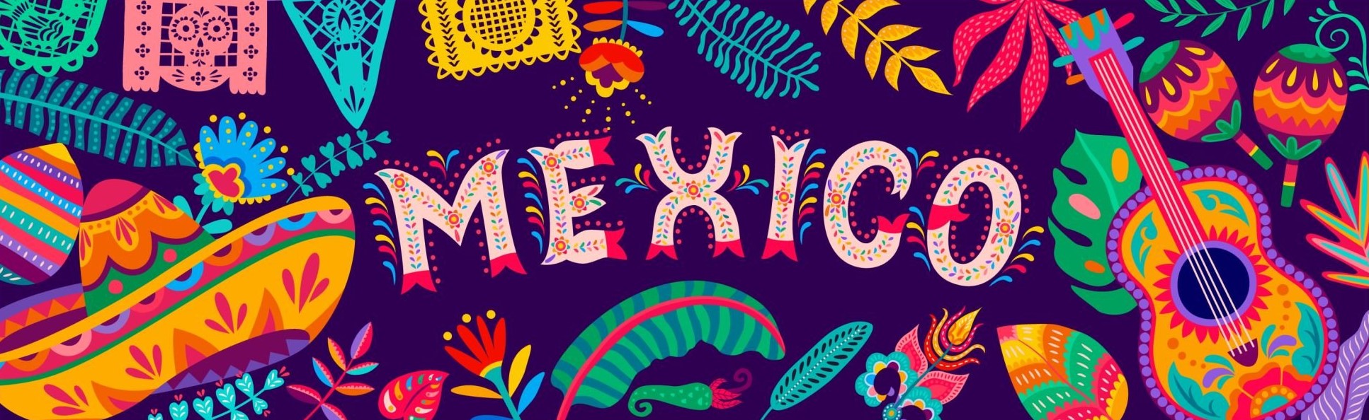 Imagen colorida de artesanías de México